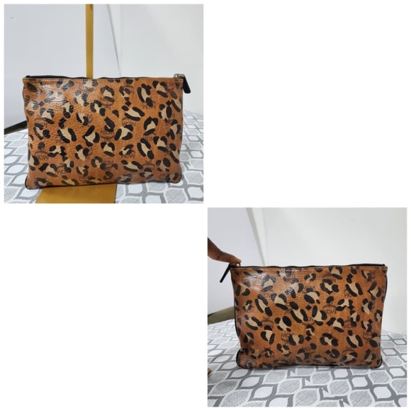 Authentic MCM Leopard Printed Visetos Clutch Brown/Black - Picture 7 of 16